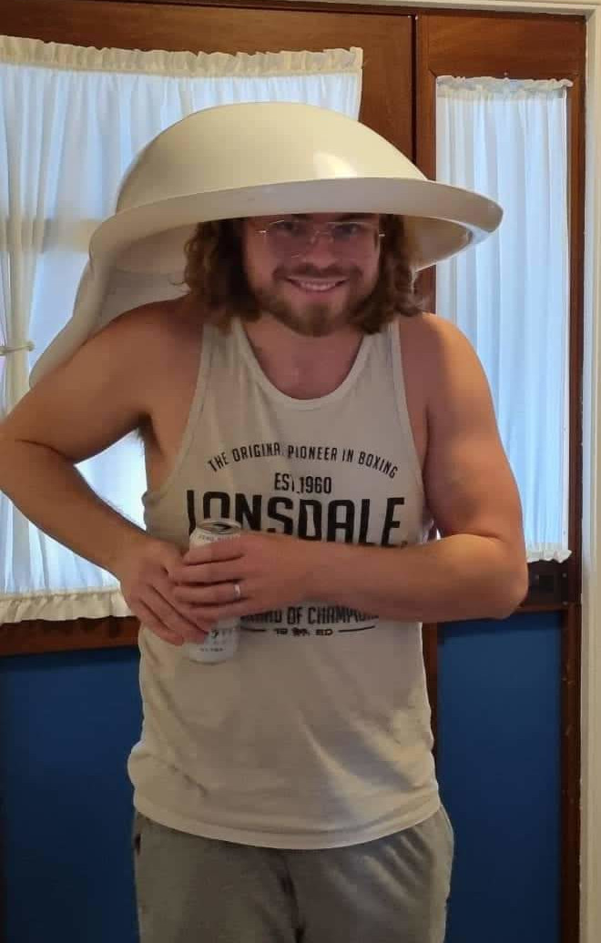 Bergur Snorrason holding a white Monster Energy.